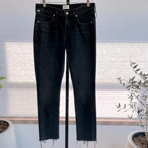 Citizens of Humanity Inga Raw Hem Jeans Stormy Black 27 Classic Edgy Versatile
